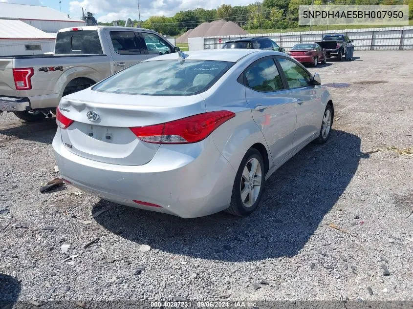 2011 Hyundai Elantra Gls VIN: 5NPDH4AE5BH007950 Lot: 40287231