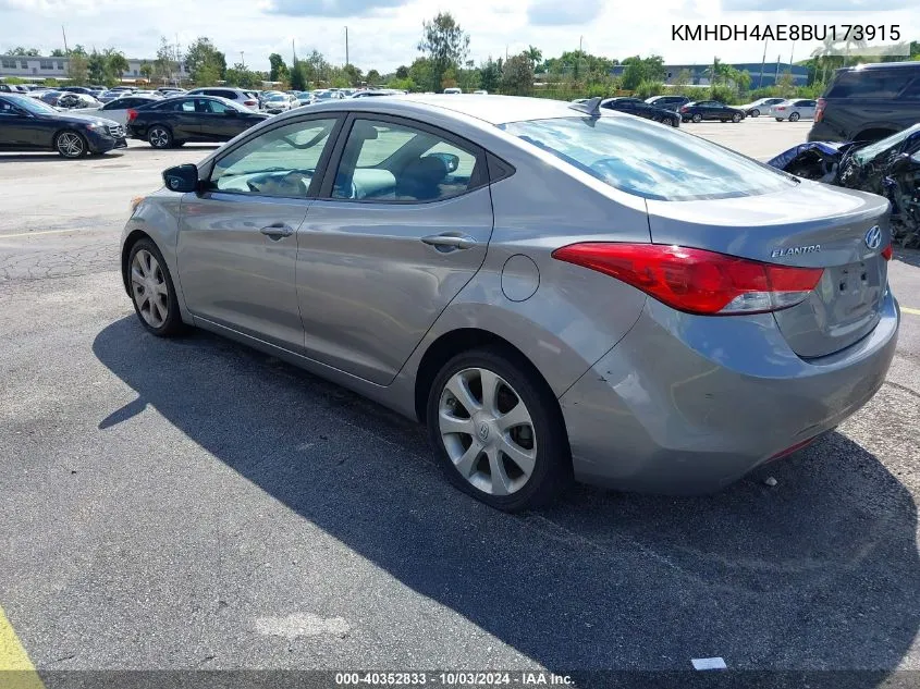 2011 Hyundai Elantra Limited (Ulsan Plant) VIN: KMHDH4AE8BU173915 Lot: 40352833