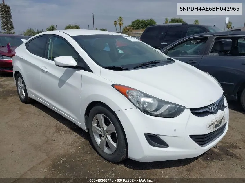 2011 Hyundai Elantra Gls VIN: 5NPDH4AE6BH042965 Lot: 40360778