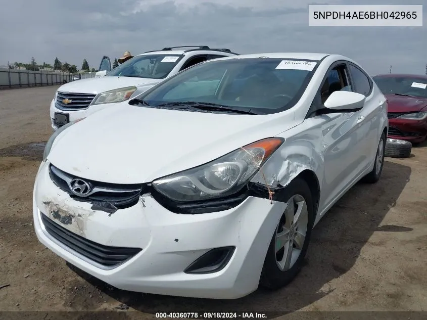 2011 Hyundai Elantra Gls VIN: 5NPDH4AE6BH042965 Lot: 40360778