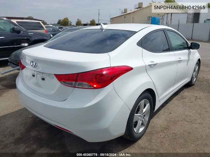 5NPDH4AE6BH042965 2011 Hyundai Elantra Gls