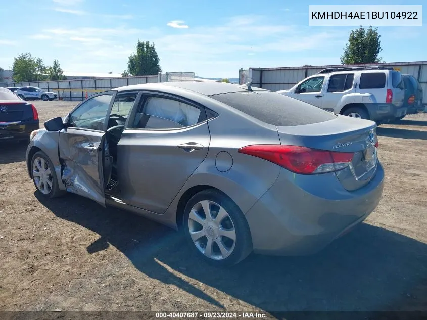 KMHDH4AE1BU104922 2011 Hyundai Elantra Limited (Ulsan Plant)