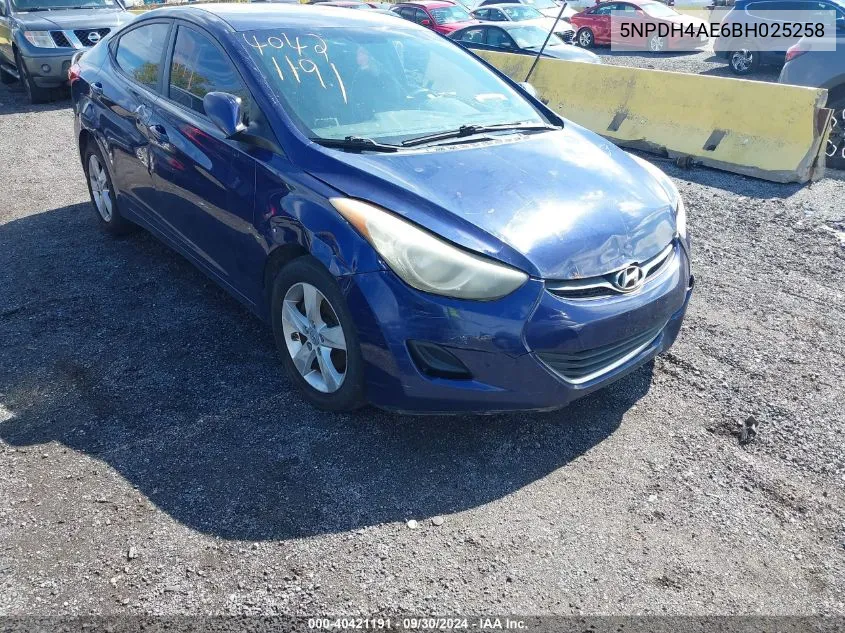 5NPDH4AE6BH025258 2011 Hyundai Elantra Gls