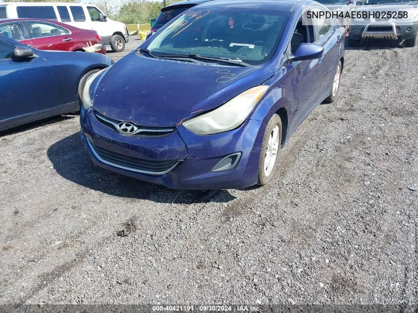 2011 Hyundai Elantra Gls VIN: 5NPDH4AE6BH025258 Lot: 40421191