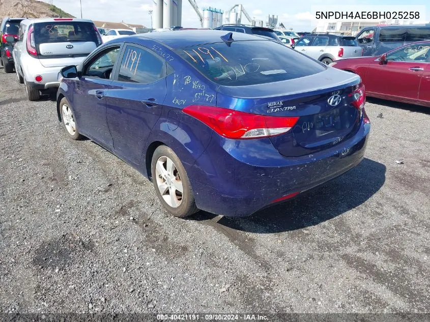 5NPDH4AE6BH025258 2011 Hyundai Elantra Gls