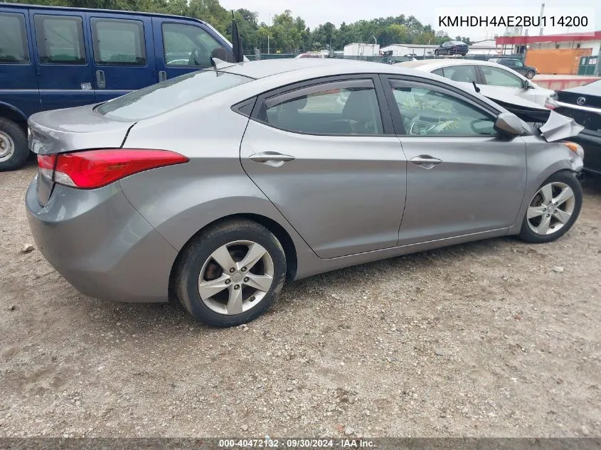 2011 Hyundai Elantra Gls (Ulsan Plant) VIN: KMHDH4AE2BU114200 Lot: 40472132