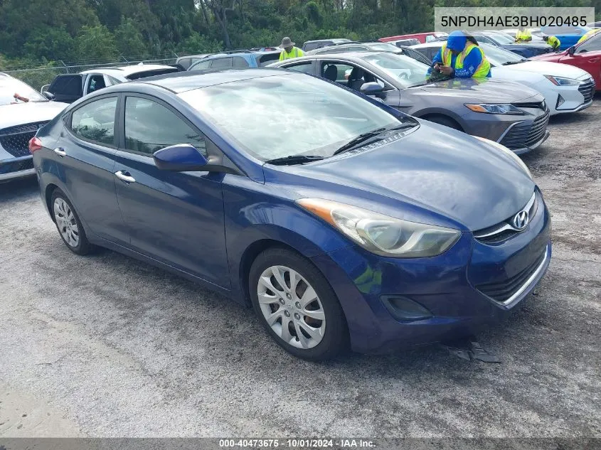 2011 Hyundai Elantra Gls/Limited VIN: 5NPDH4AE3BH020485 Lot: 40473675