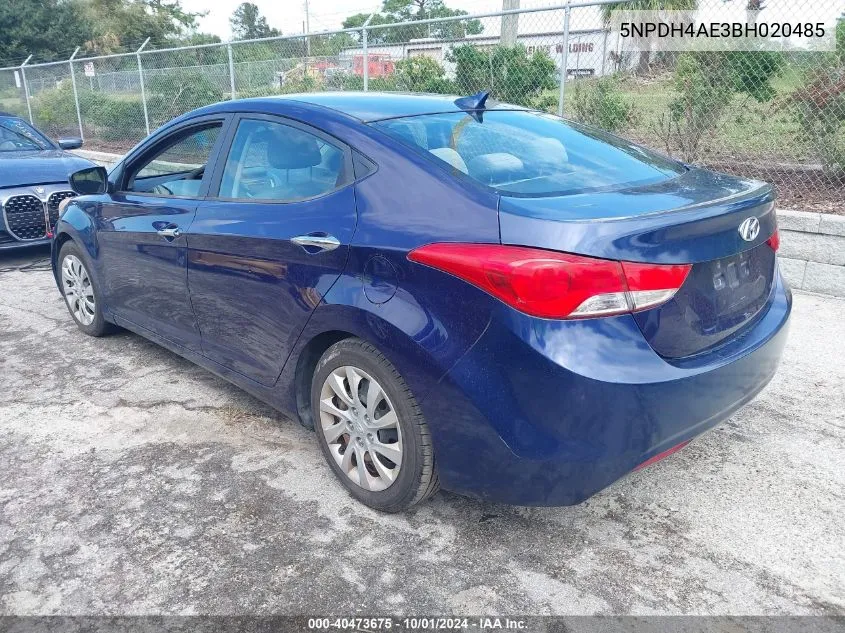 2011 Hyundai Elantra Gls/Limited VIN: 5NPDH4AE3BH020485 Lot: 40473675