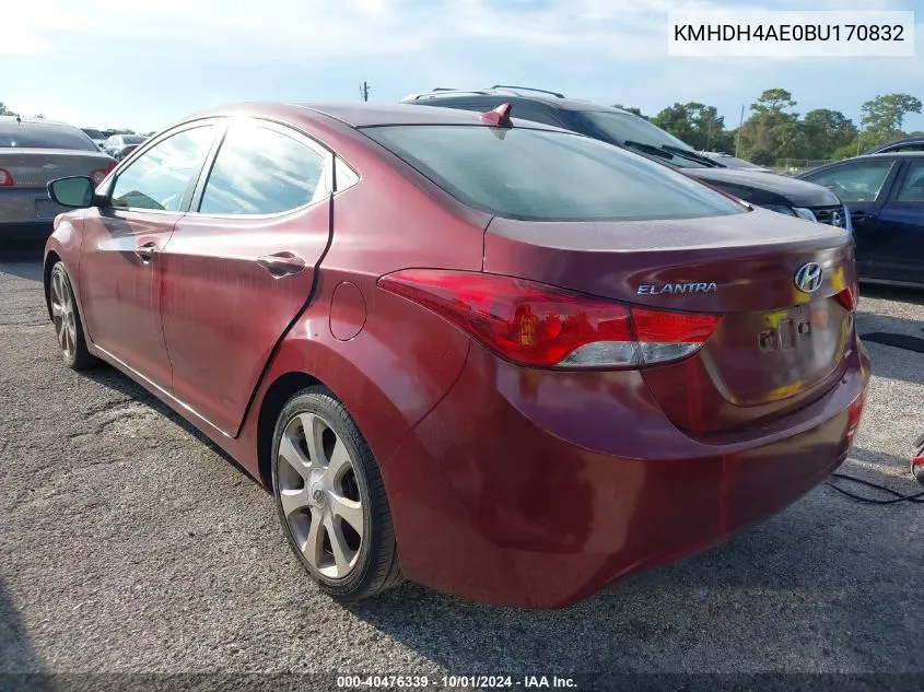 2011 Hyundai Elantra Gls/Limited VIN: KMHDH4AE0BU170832 Lot: 40476339