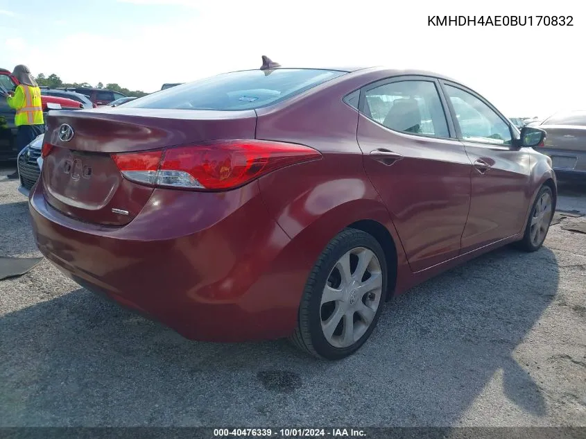 2011 Hyundai Elantra Gls/Limited VIN: KMHDH4AE0BU170832 Lot: 40476339