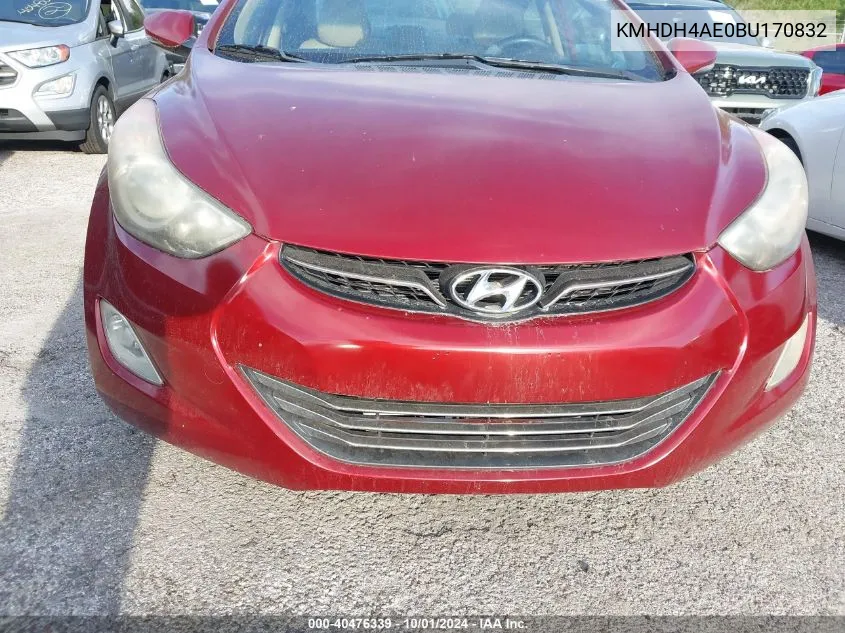 2011 Hyundai Elantra Gls/Limited VIN: KMHDH4AE0BU170832 Lot: 40476339