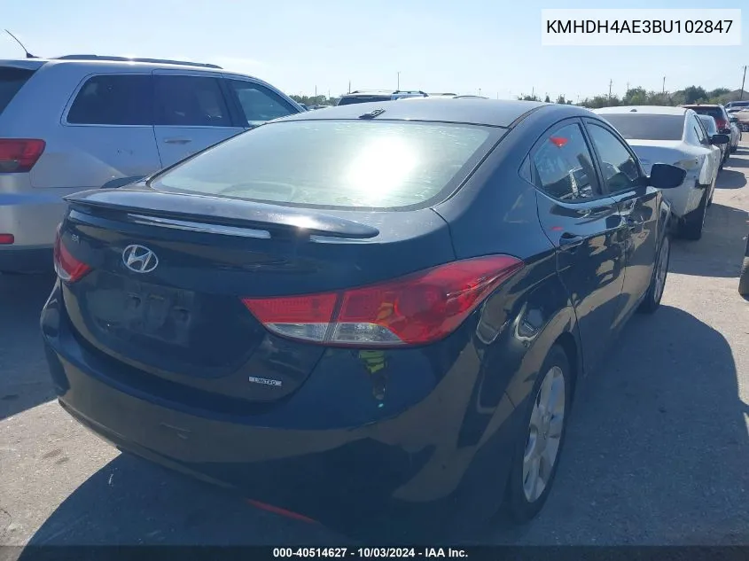 2011 Hyundai Elantra Limited (Ulsan Plant) VIN: KMHDH4AE3BU102847 Lot: 40514627