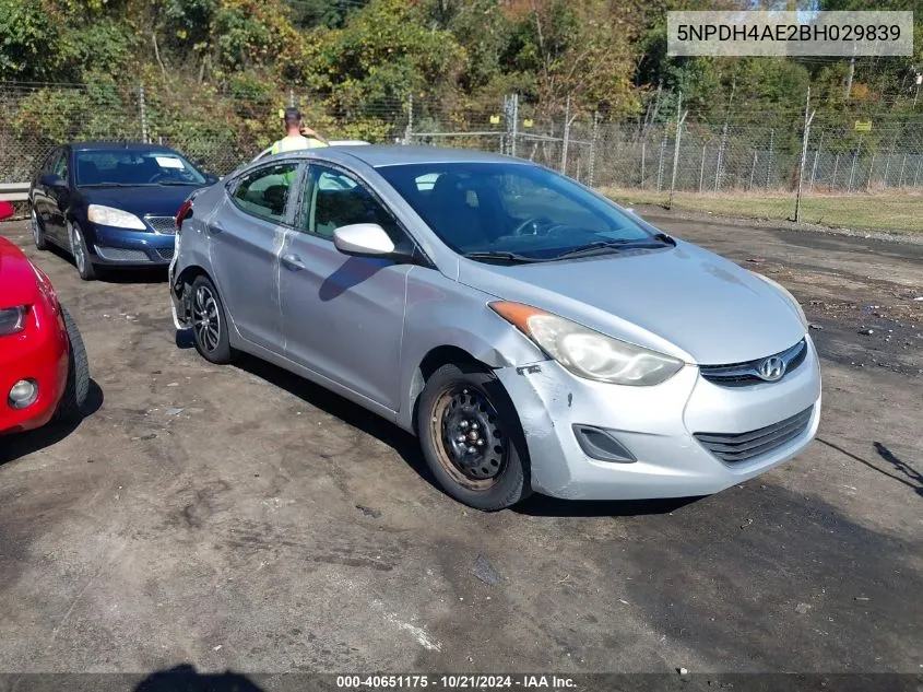 2011 Hyundai Elantra Gls VIN: 5NPDH4AE2BH029839 Lot: 40651175