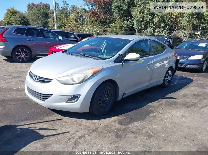 2011 Hyundai Elantra Gls VIN: 5NPDH4AE2BH029839 Lot: 40651175