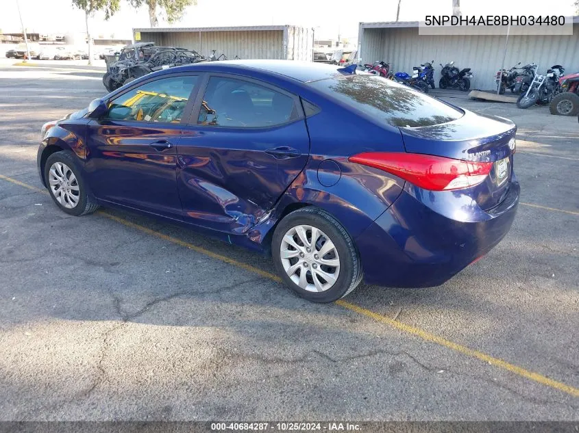 2011 Hyundai Elantra Gls VIN: 5NPDH4AE8BH034480 Lot: 40684287