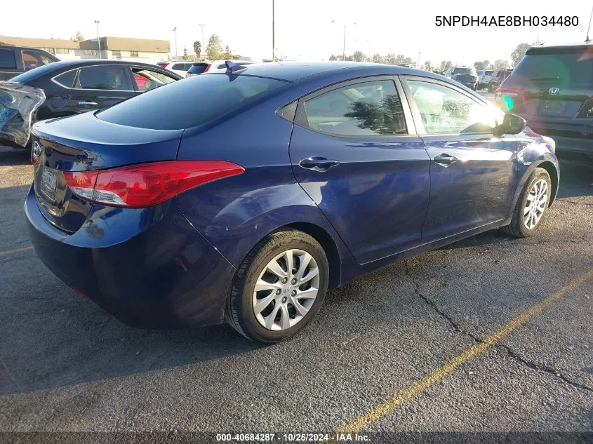 2011 Hyundai Elantra Gls VIN: 5NPDH4AE8BH034480 Lot: 40684287