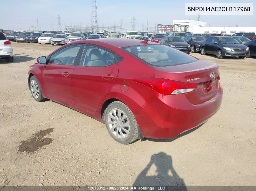 2012 Hyundai Elantra Gl VIN: 5NPDH4AE2CH117968 Lot: 12078312