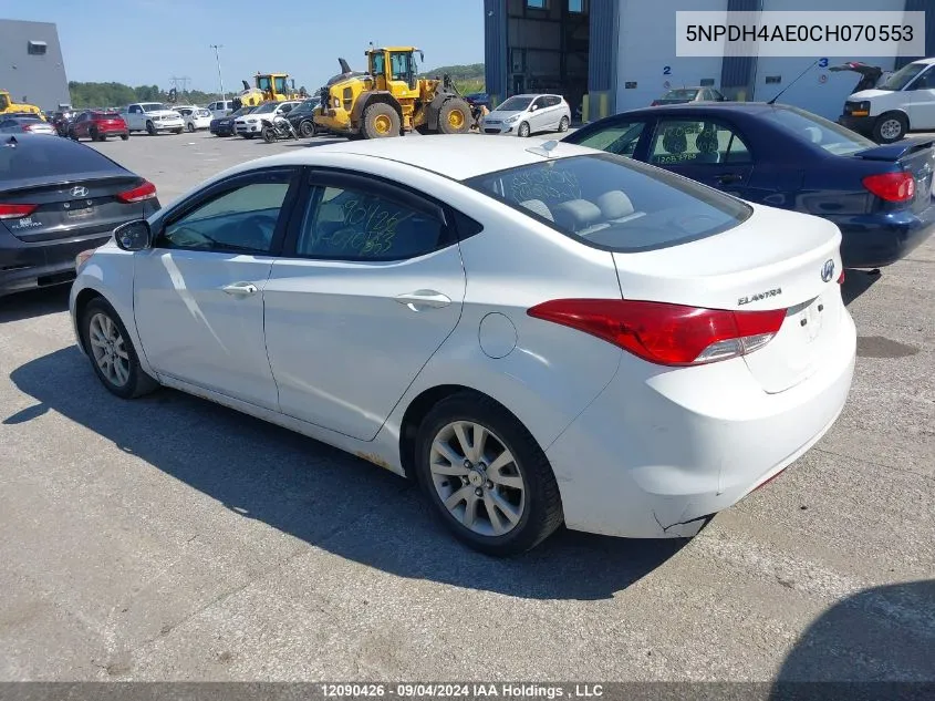 2012 Hyundai Elantra Gl VIN: 5NPDH4AE0CH070553 Lot: 12090426