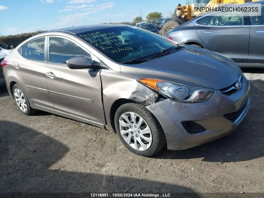 2012 Hyundai Elantra VIN: 5NPDH4AE0CH062355 Lot: 12116951