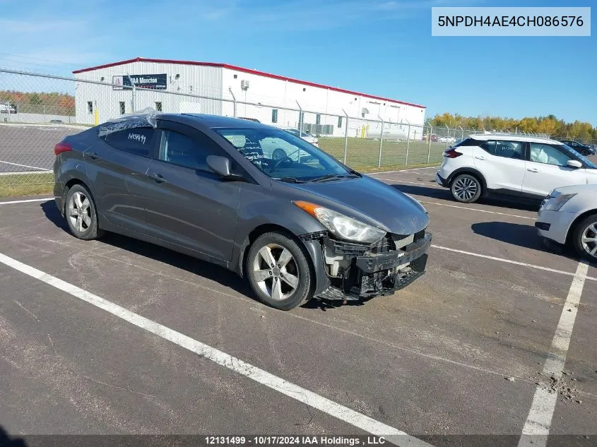 2012 Hyundai Elantra Gls VIN: 5NPDH4AE4CH086576 Lot: 12131499