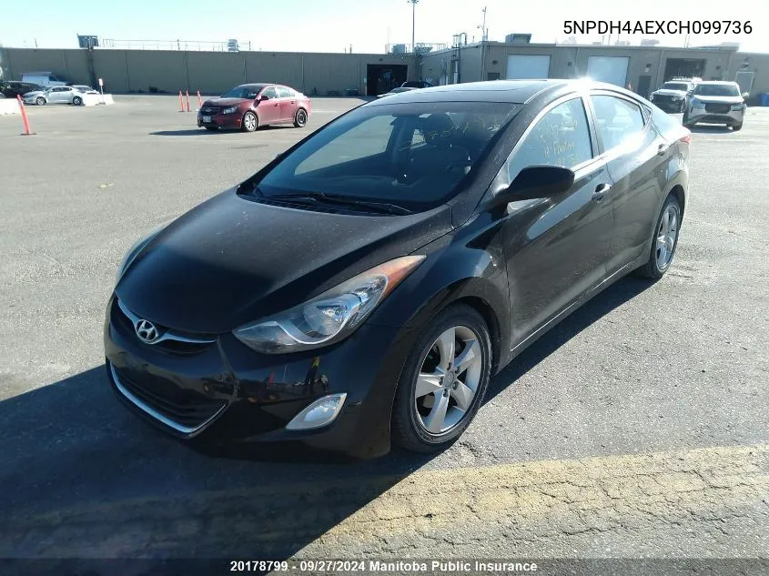 2012 Hyundai Elantra Gls VIN: 5NPDH4AEXCH099736 Lot: 20178799