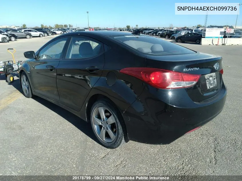 2012 Hyundai Elantra Gls VIN: 5NPDH4AEXCH099736 Lot: 20178799