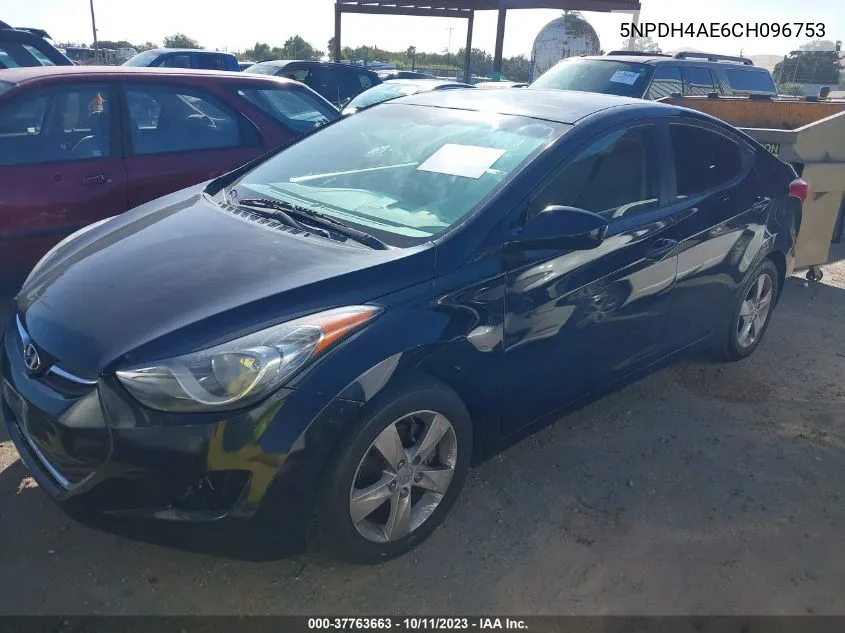 2012 Hyundai Elantra Gls VIN: 5NPDH4AE6CH096753 Lot: 37763663