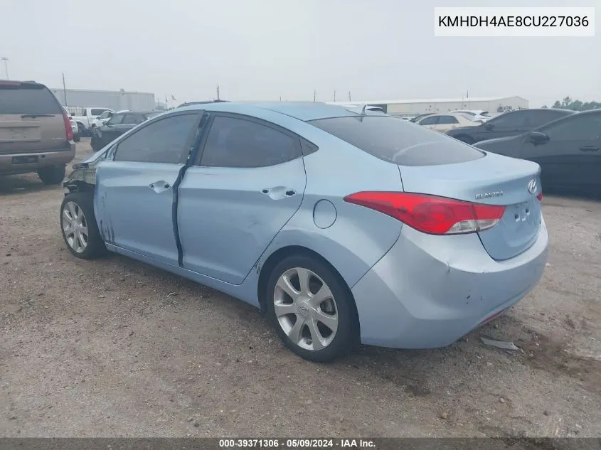 KMHDH4AE8CU227036 2012 Hyundai Elantra Limited (Ulsan Plant)