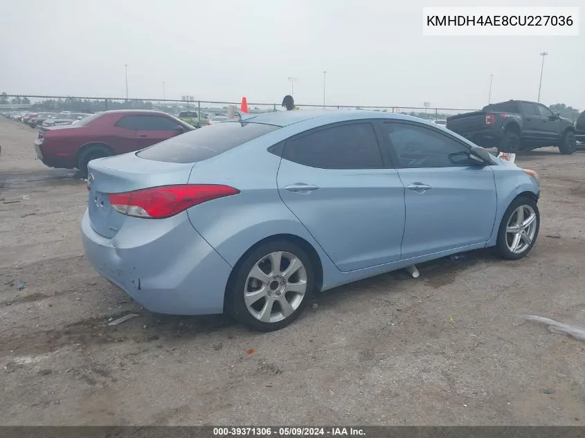 2012 Hyundai Elantra Limited (Ulsan Plant) VIN: KMHDH4AE8CU227036 Lot: 39371306