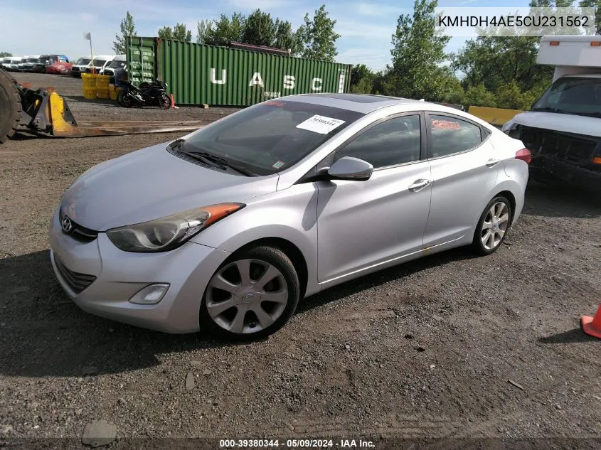 2012 Hyundai Elantra Limited (Ulsan Plant) VIN: KMHDH4AE5CU231562 Lot: 39380344