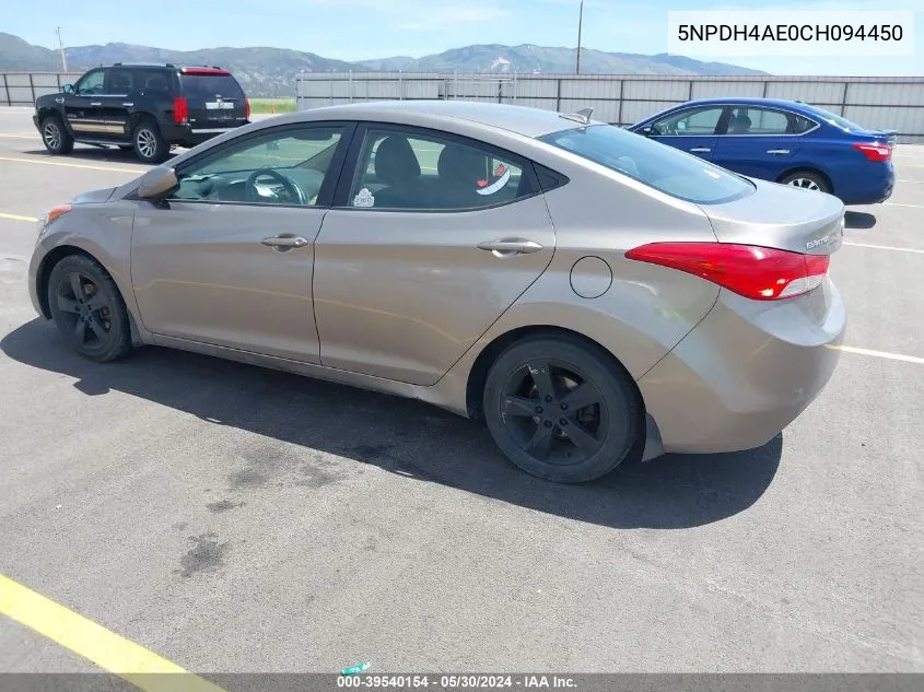 5NPDH4AE0CH094450 2012 Hyundai Elantra Gls