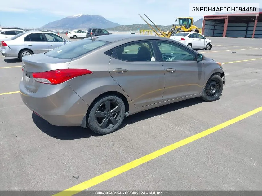 5NPDH4AE0CH094450 2012 Hyundai Elantra Gls