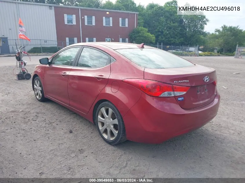 KMHDH4AE2CU496018 2012 Hyundai Elantra Limited (Ulsan Plant)