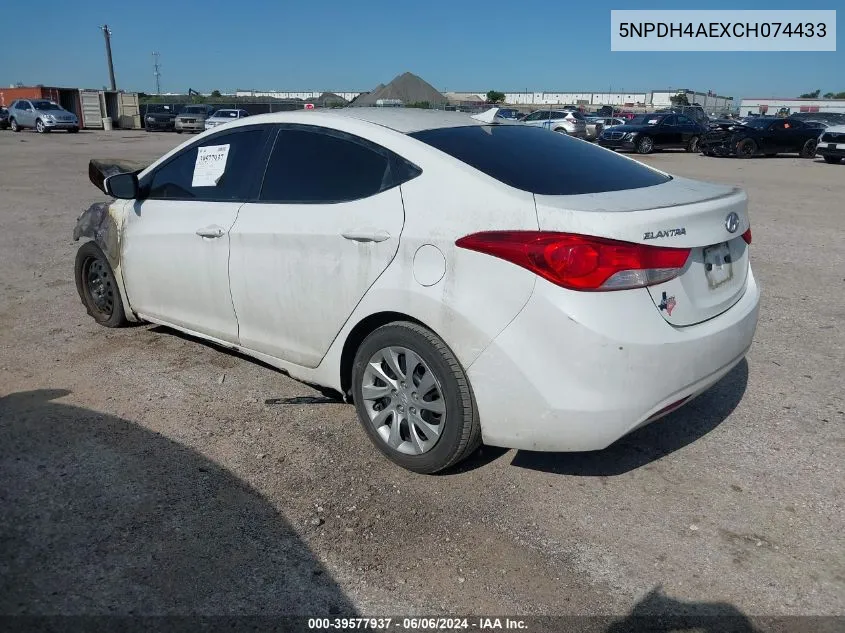 2012 Hyundai Elantra Gls VIN: 5NPDH4AEXCH074433 Lot: 39577937