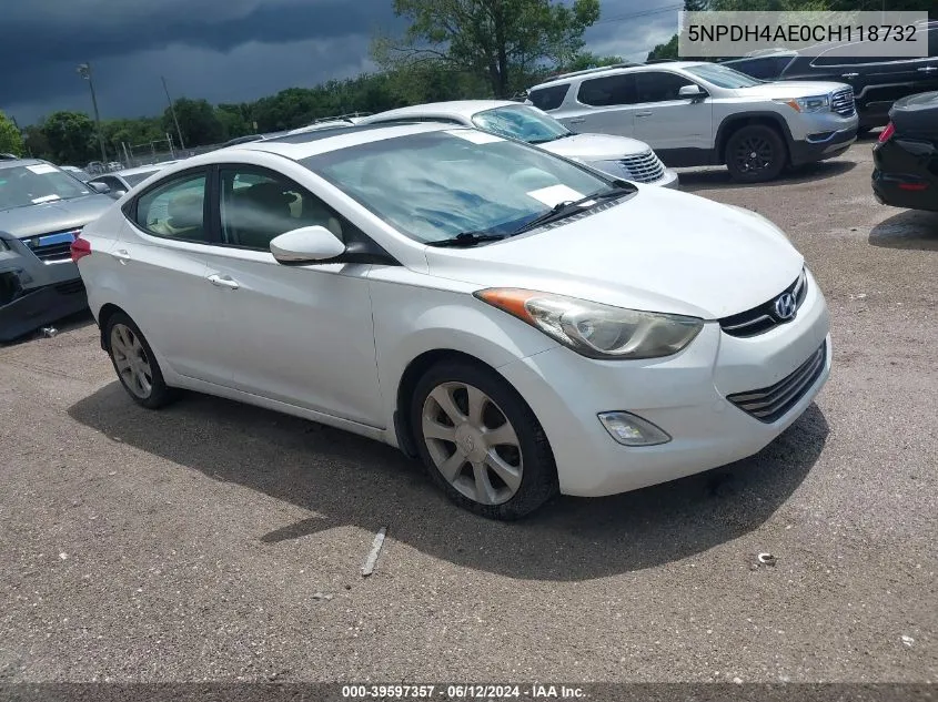 2012 Hyundai Elantra Limited VIN: 5NPDH4AE0CH118732 Lot: 39597357