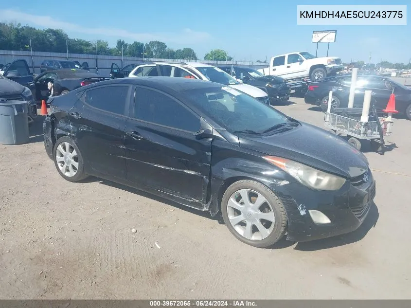 2012 Hyundai Elantra Limited (Ulsan Plant) VIN: KMHDH4AE5CU243775 Lot: 39672065