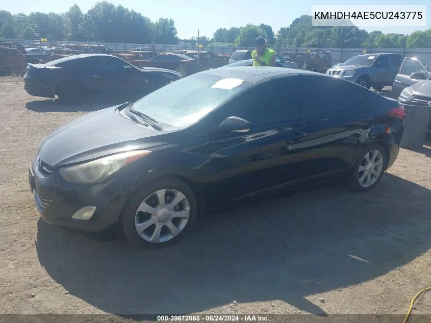 2012 Hyundai Elantra Limited (Ulsan Plant) VIN: KMHDH4AE5CU243775 Lot: 39672065