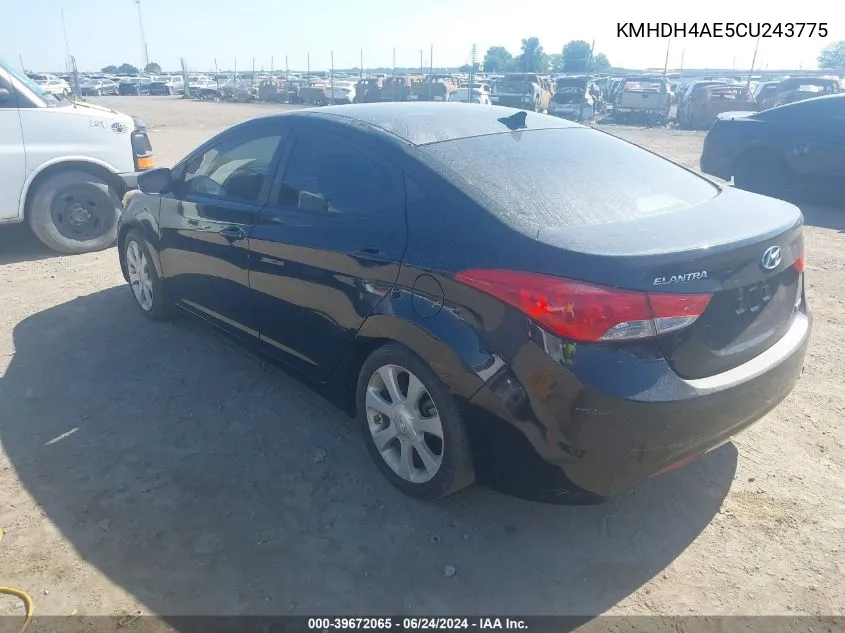 2012 Hyundai Elantra Limited (Ulsan Plant) VIN: KMHDH4AE5CU243775 Lot: 39672065