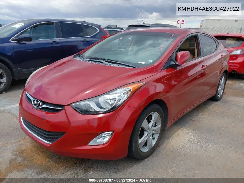 2012 Hyundai Elantra Gls (Ulsan Plant) VIN: KMHDH4AE3CU427922 Lot: 39738787