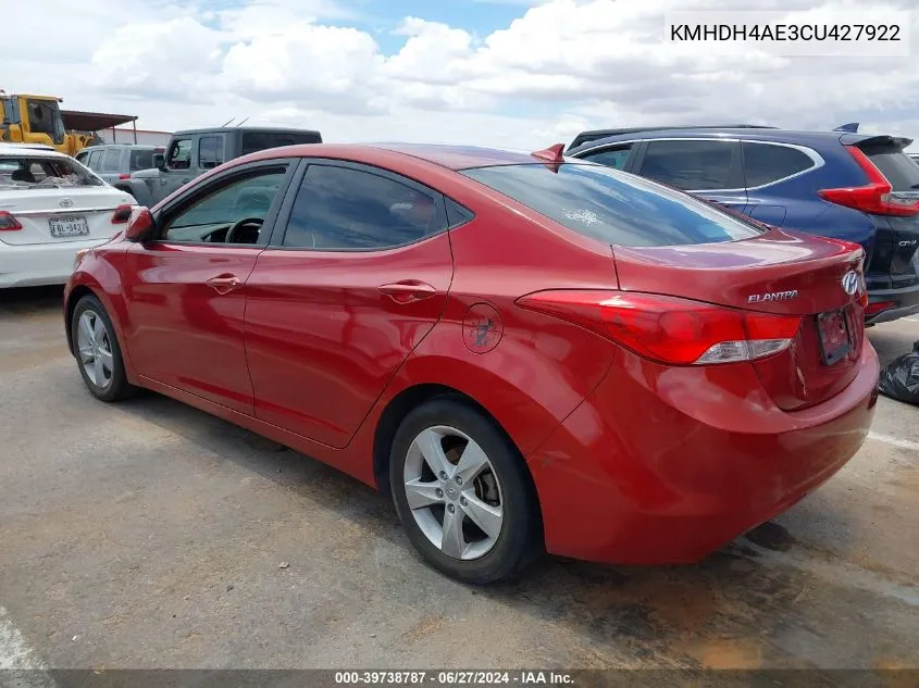 2012 Hyundai Elantra Gls (Ulsan Plant) VIN: KMHDH4AE3CU427922 Lot: 39738787