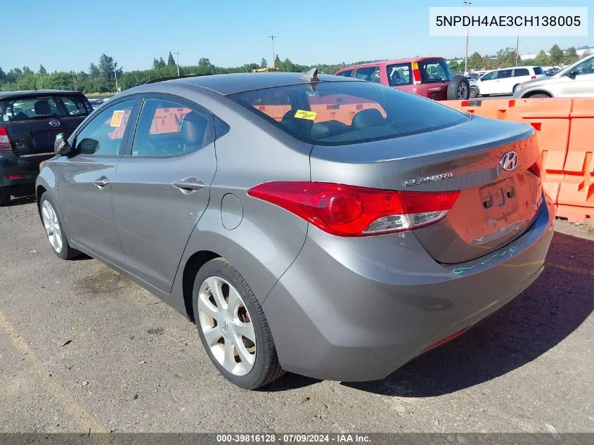 5NPDH4AE3CH138005 2012 Hyundai Elantra Limited