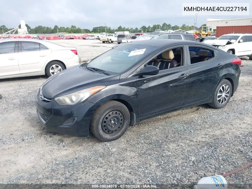 KMHDH4AE4CU227194 2012 Hyundai Elantra Gls (Ulsan Plant)