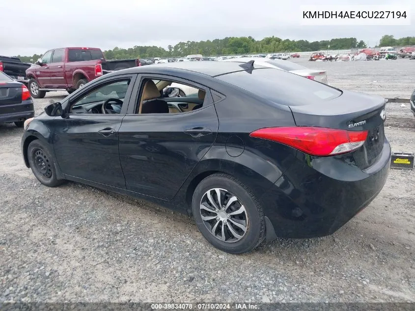 KMHDH4AE4CU227194 2012 Hyundai Elantra Gls (Ulsan Plant)