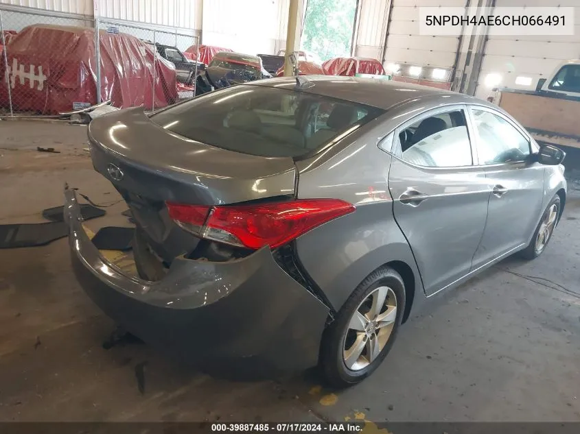 2012 Hyundai Elantra Gls Pzev VIN: 5NPDH4AE6CH066491 Lot: 39887485