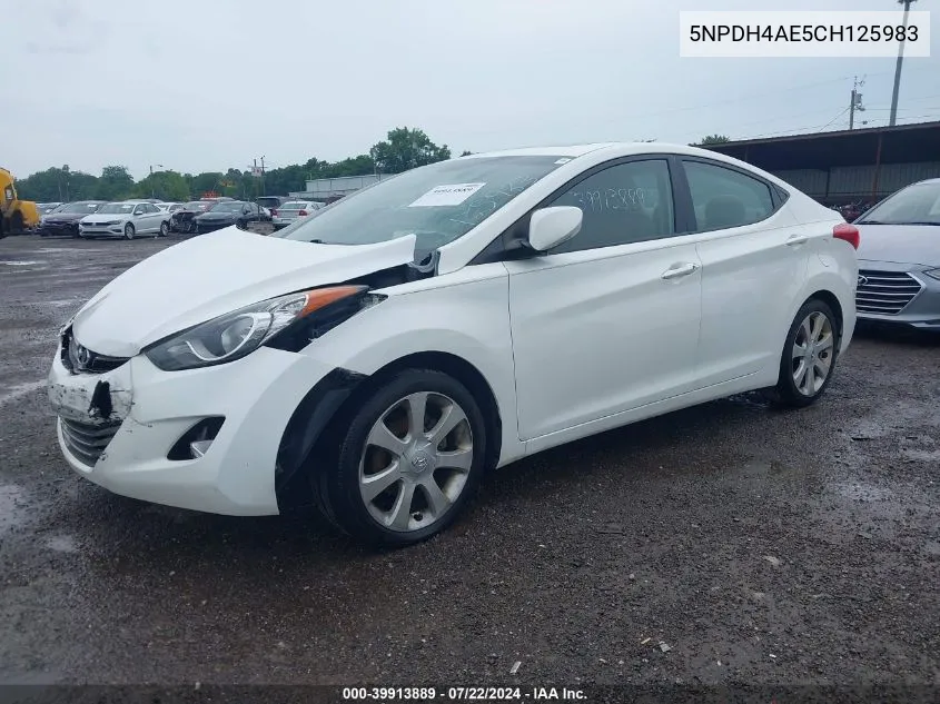 2012 Hyundai Elantra Limited VIN: 5NPDH4AE5CH125983 Lot: 39913889