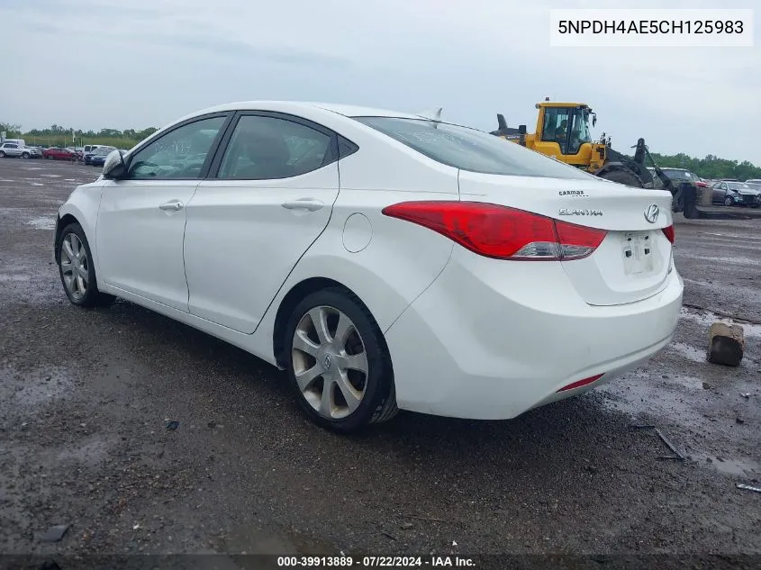 2012 Hyundai Elantra Limited VIN: 5NPDH4AE5CH125983 Lot: 39913889