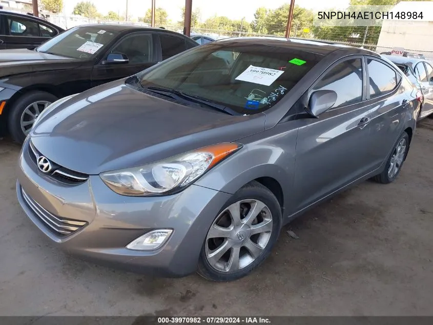 2012 Hyundai Elantra Limited VIN: 5NPDH4AE1CH148984 Lot: 39970982