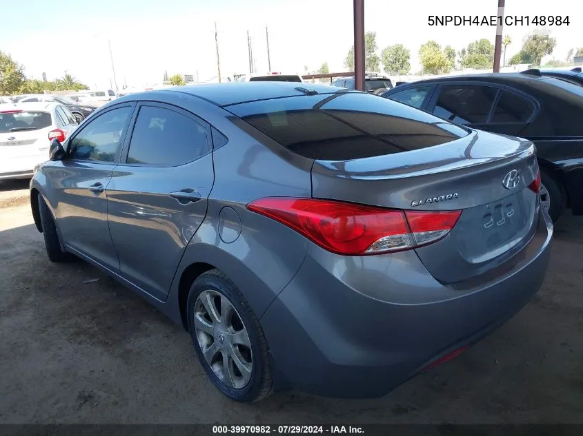 2012 Hyundai Elantra Limited VIN: 5NPDH4AE1CH148984 Lot: 39970982