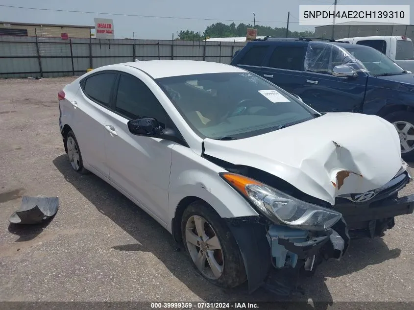 5NPDH4AE2CH139310 2012 Hyundai Elantra Gls