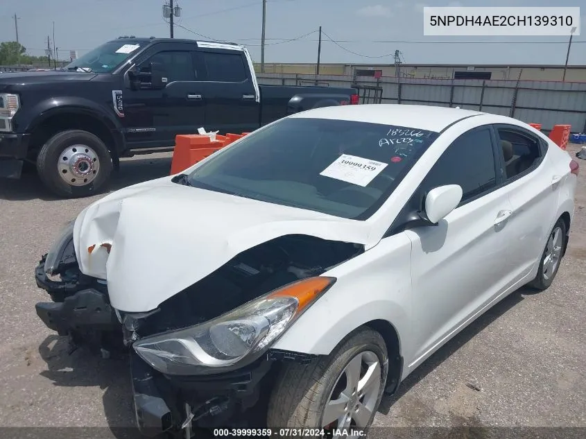 5NPDH4AE2CH139310 2012 Hyundai Elantra Gls